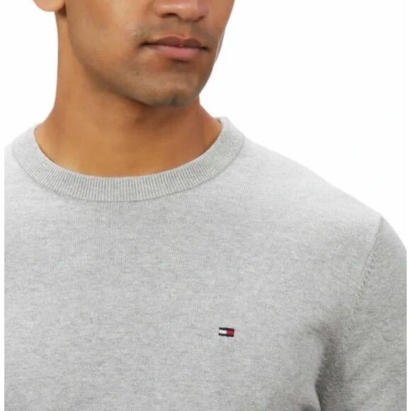 TOMMY HILFIGER Mens Sz XL Light Gray Casual or Dress Cotton Lightweight Sweater - Picture 2 of 5